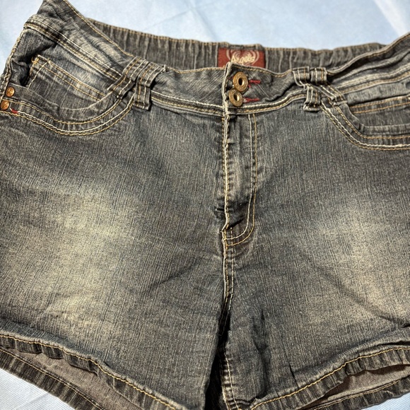 Angels Dark Blue Denim Shorts - Picture 1 of 14